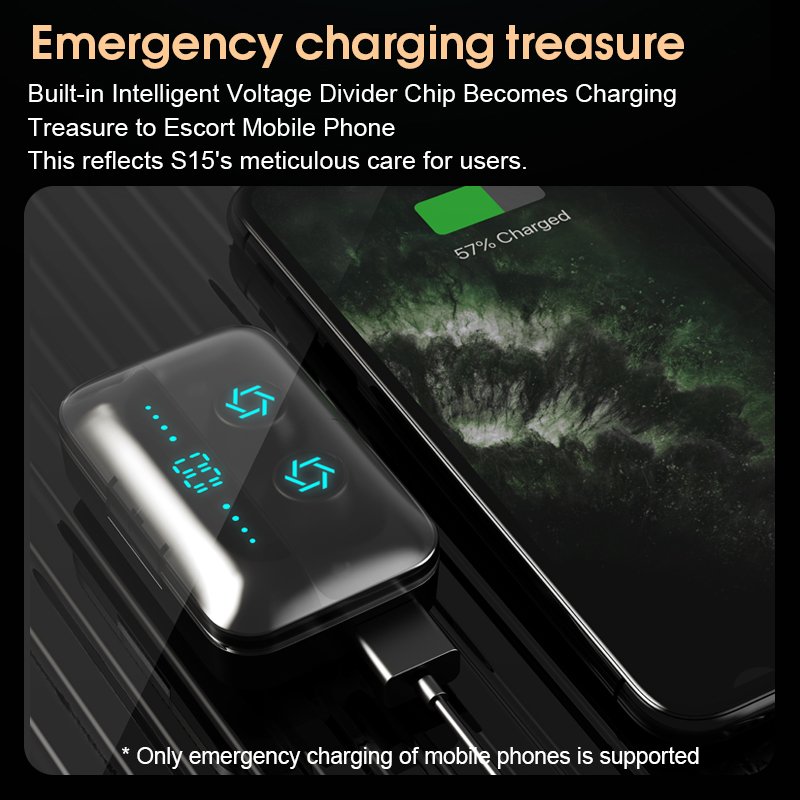 S15 True Wireless Stereo TWS Earbuds headphone noise cancelling earphone with power LED display