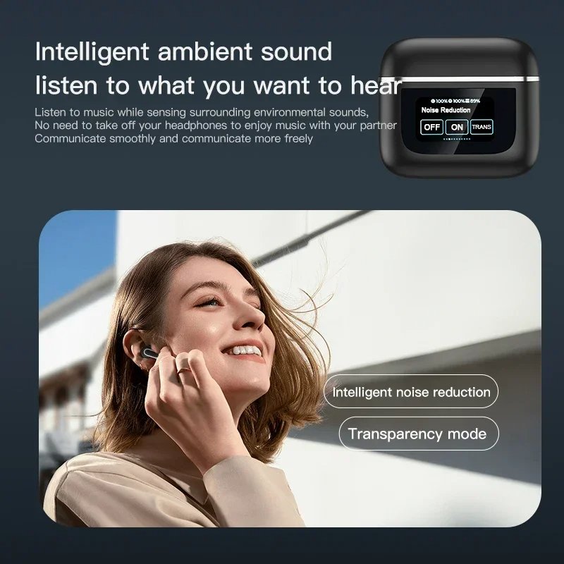 2024 new arrive V8 LCD Touch Screen display Headset Auriculares Inalambricos Tws Earbuds ANC ENC Earphone Wireless Headphone