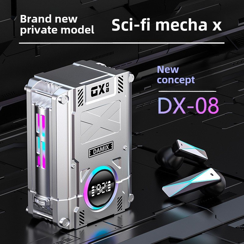 VONN Cross-Border Wholesale Rechargeable True TWS Wireless BT Headset DX-08 Mecha Style Low Noise High Latency Long Gaming