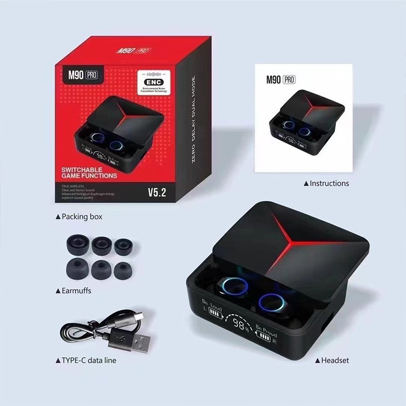 Cross-border explosive sports Blue smart headset M90 pro noise-cancelling dual stereo game headset Android ios universal High