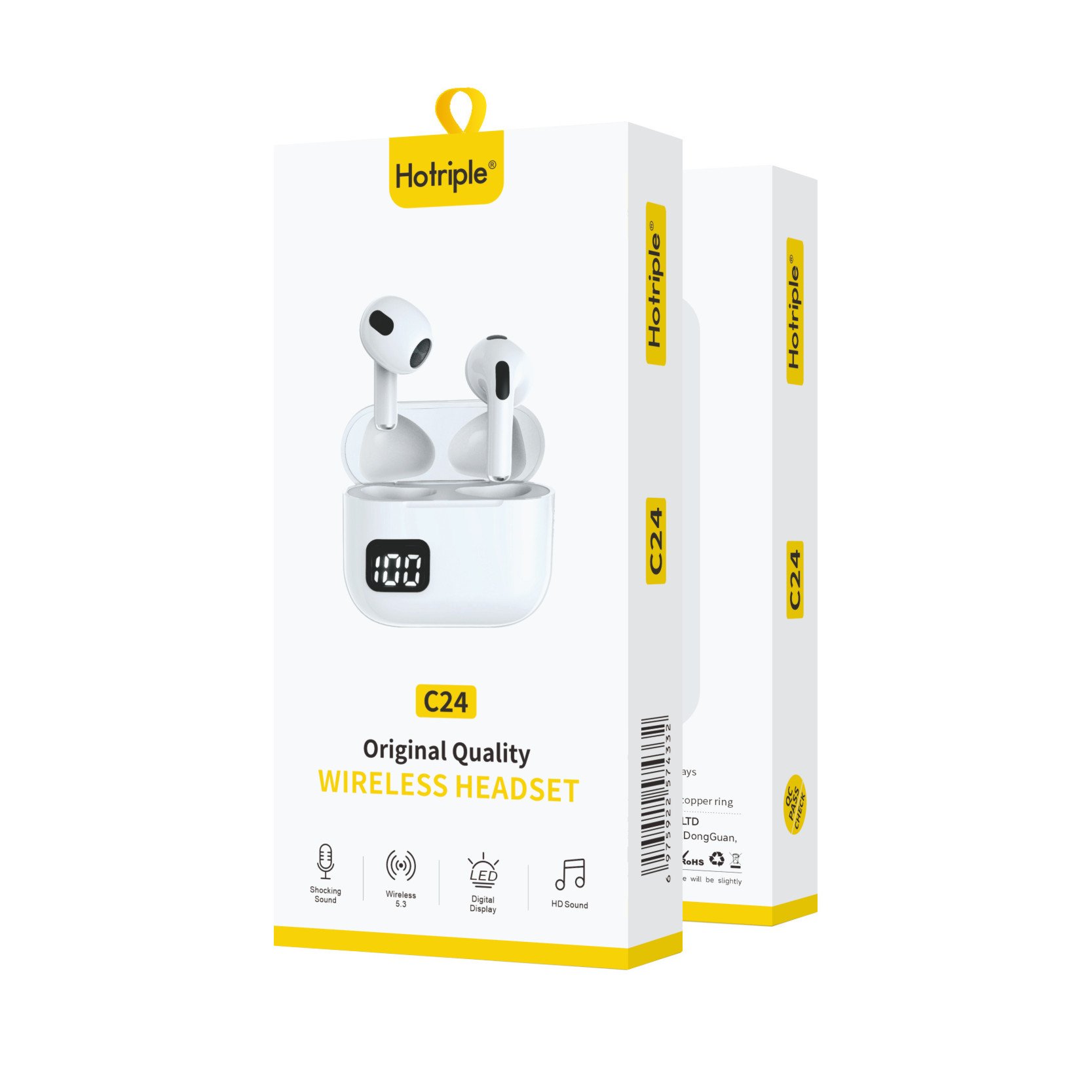 Hotriple brand C24 tws wireless earbuds with charging case high quality in-ear wireless earphone