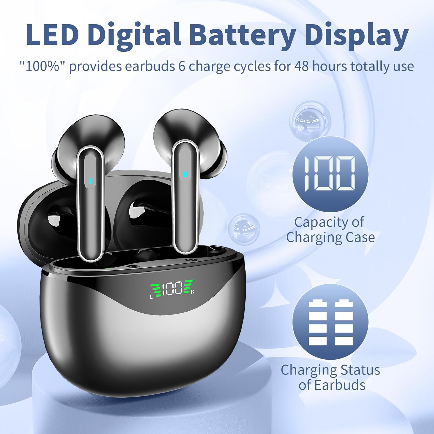 TWS Business Sports In Ear Wireless BT Earphones 5.3 Gaming Earphones HIFI noise cancelling Digital display stereo earbuds