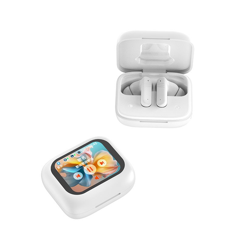 Noise Cancelling Smart Earphone TWS with Touch Screen Control Wireless Earbuds Headset Large Screen Smart Digital Display In Ear