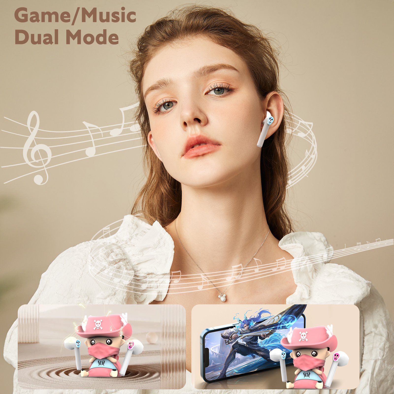 A RS3 Headset LED Mini noise cancelling tws earphones In-ear wireless headphone gaming Sports hifi Low Latency BT 5.3 Headset