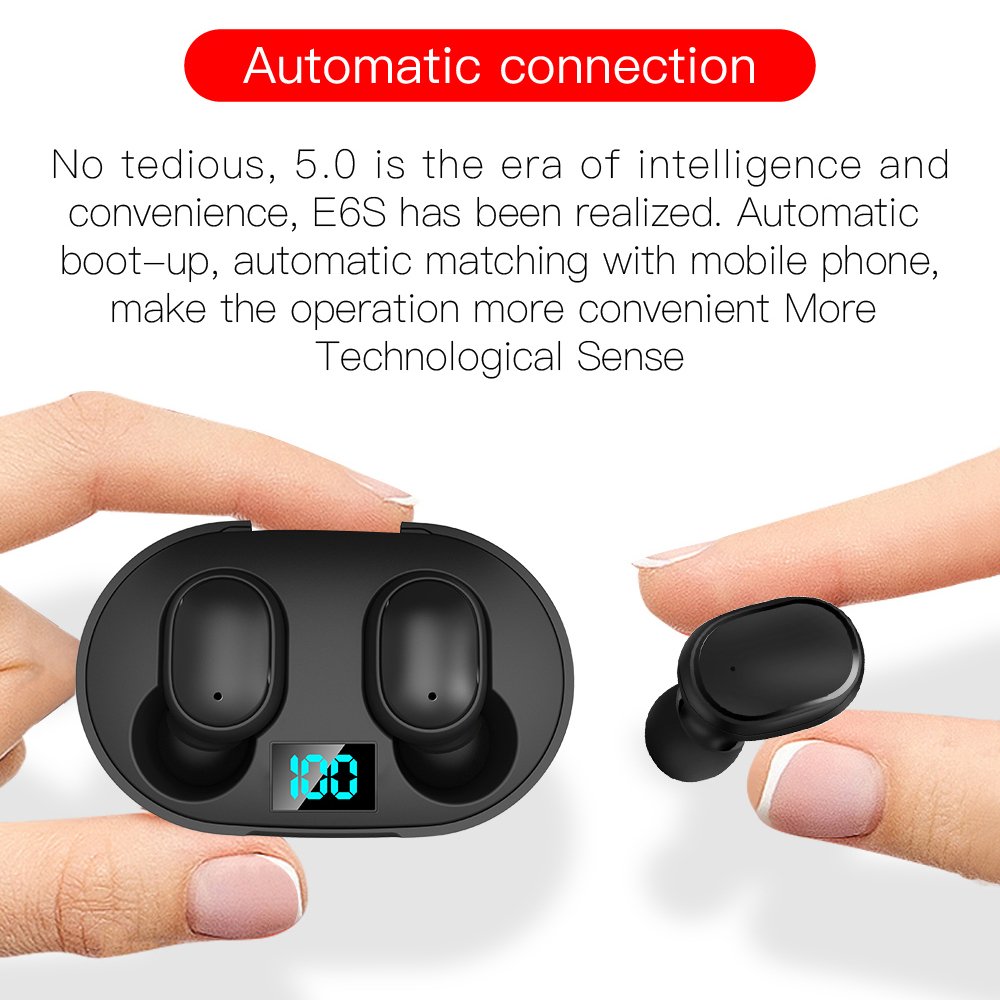 E6S TWS Bluetooth Earphone Wireless Earbuds Noise Cancelling Mic Headphones LED Headset For Mobile audifonos gamer