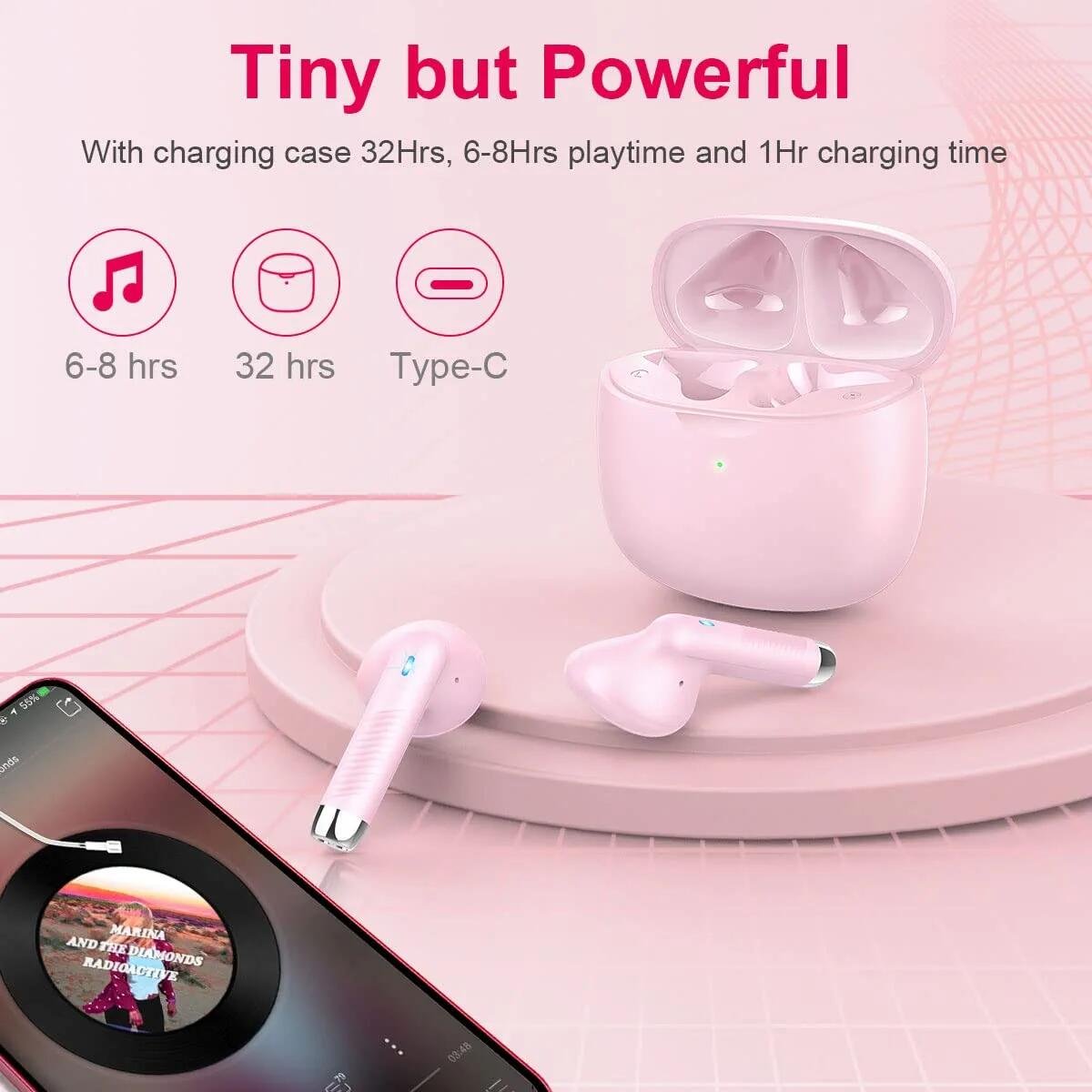 Huien 's Items Wireless Earbuds Bluetooth 5.3 Earbuds 32H Playtime Stereo Bass Mini Earbuds