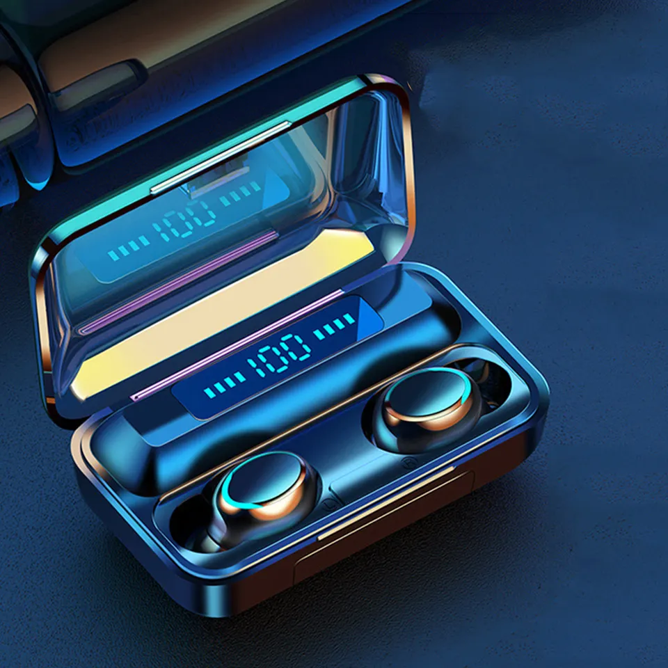 Aoolif Wholesale LED Display F9 Bloototh EarBuds Ecouteur Bluetooth San Fil Earphones TWS headset Wireless Headphone