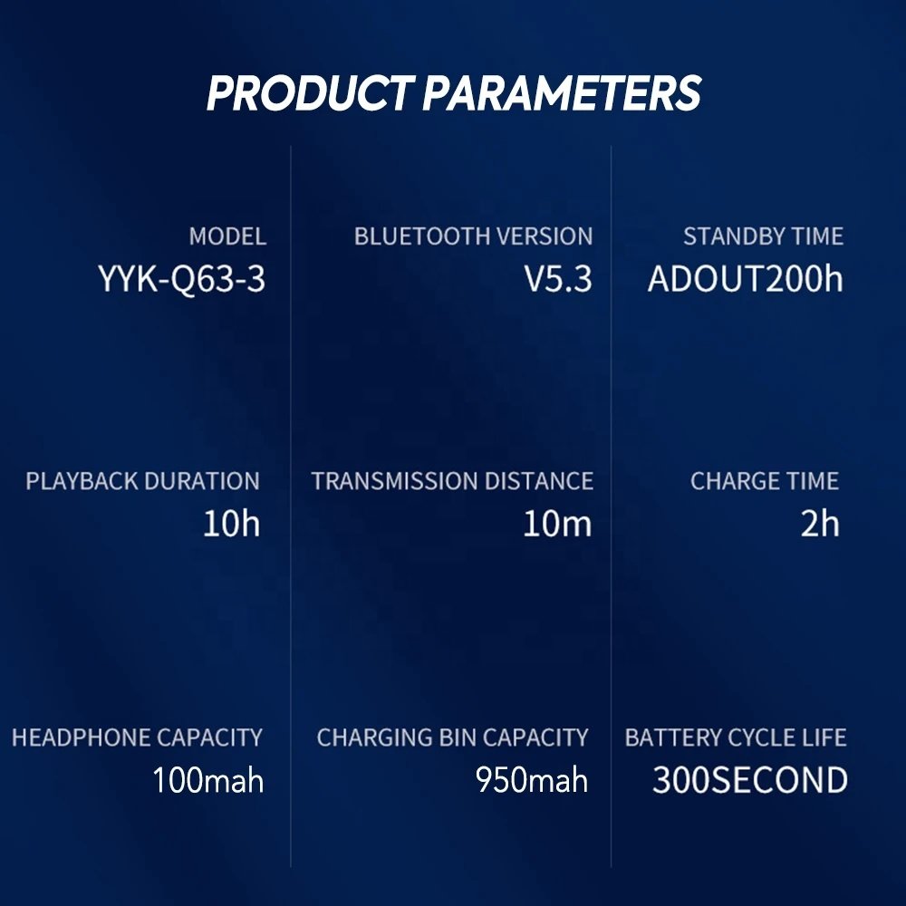 YYK Q63 Wireless low latency gaming Earbuds IPX7 Waterproof sport Stereo Running earphones with LED Display yyk-q63 New in 2024