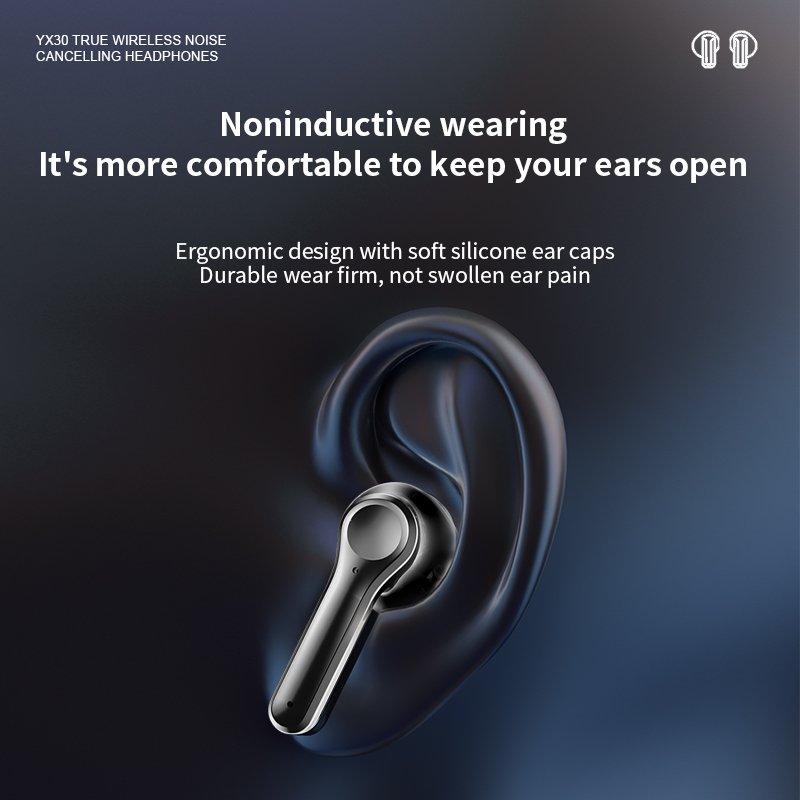 New YX30 ANC Noise Cancelling In-Ear TWS Earbud Touch Screen ENC Microphone Super Bass Sound Long Battery Waterproof Earphone