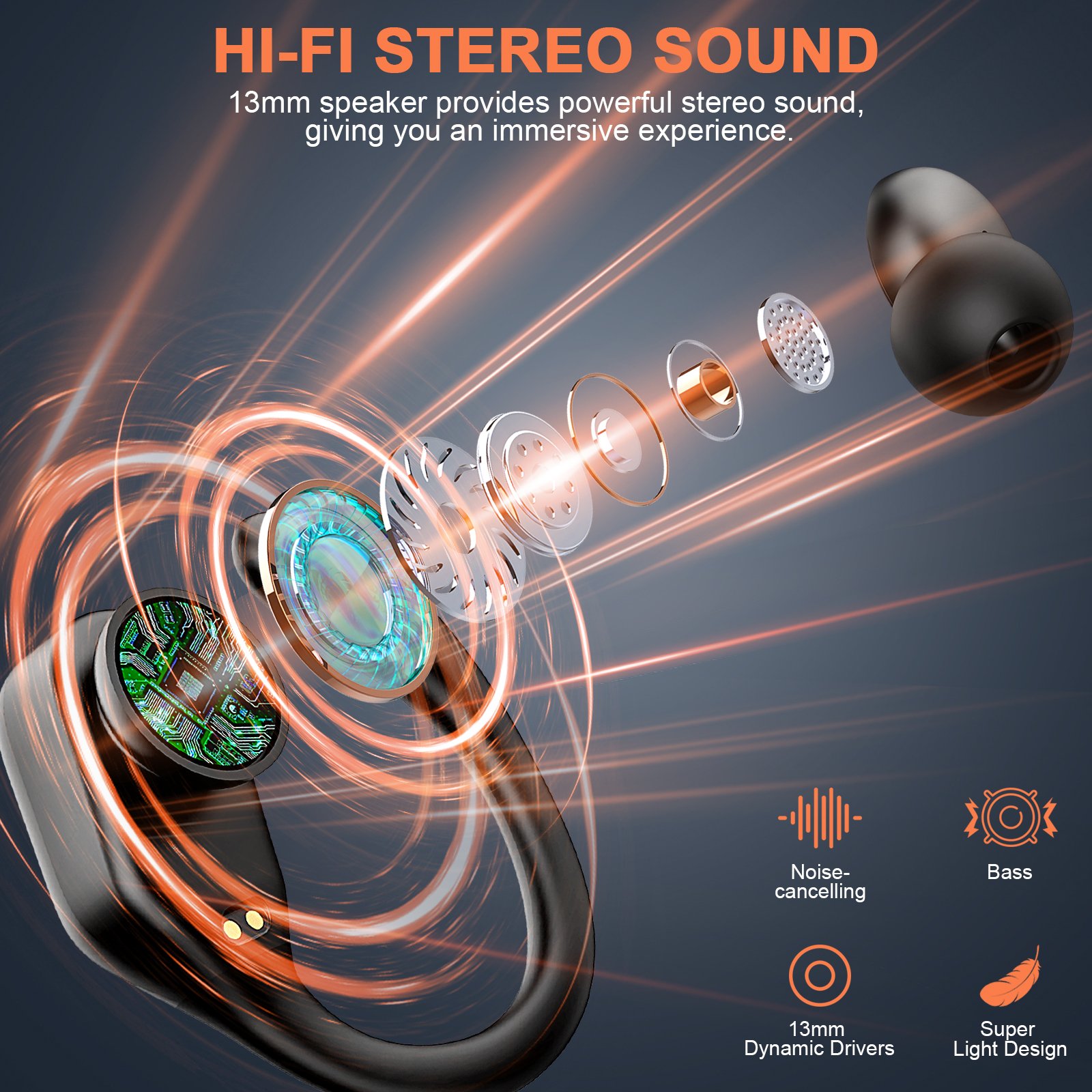 J10 Heavy Bass Noise Cancelling tws Earbuds True Wireless Stereo Enc Hifi Stereo Waterproof Ear Hook Headphone sports earphones