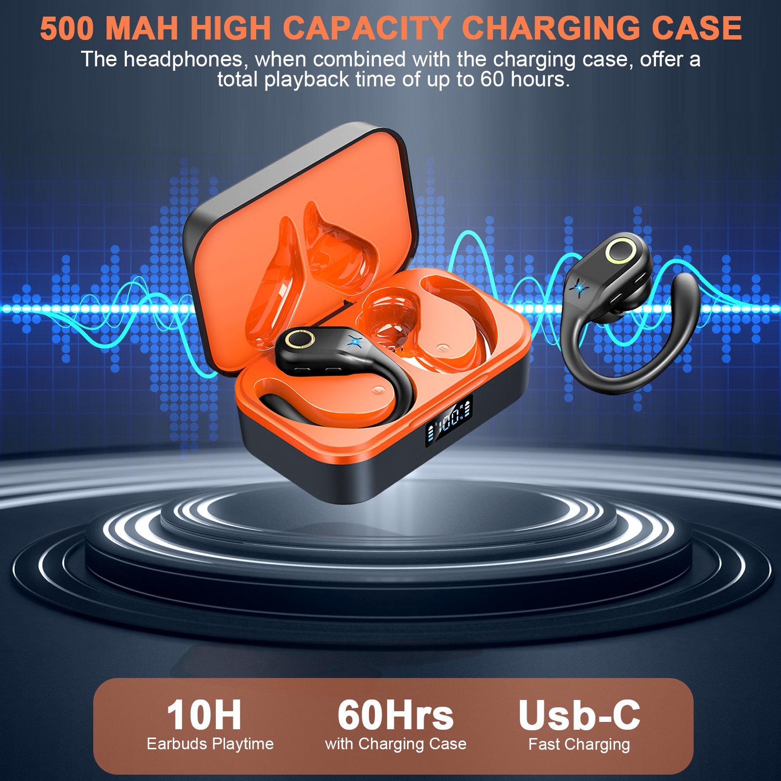 J10 Heavy Bass Noise Cancelling tws Earbuds True Wireless Stereo Enc Hifi Stereo Waterproof Ear Hook Headphone sports earphones