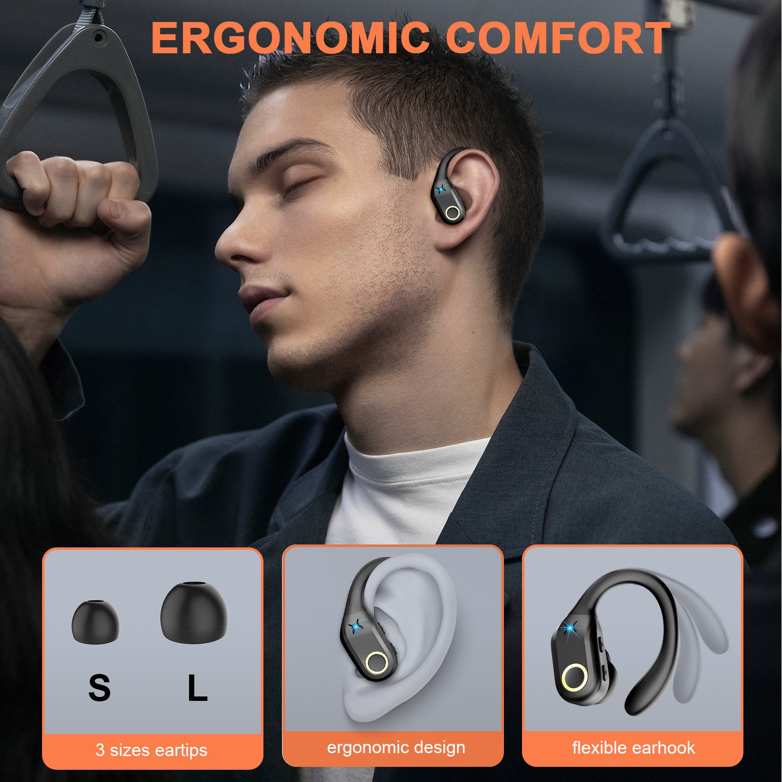 J10 Heavy Bass Noise Cancelling tws Earbuds True Wireless Stereo Enc Hifi Stereo Waterproof Ear Hook Headphone sports earphones