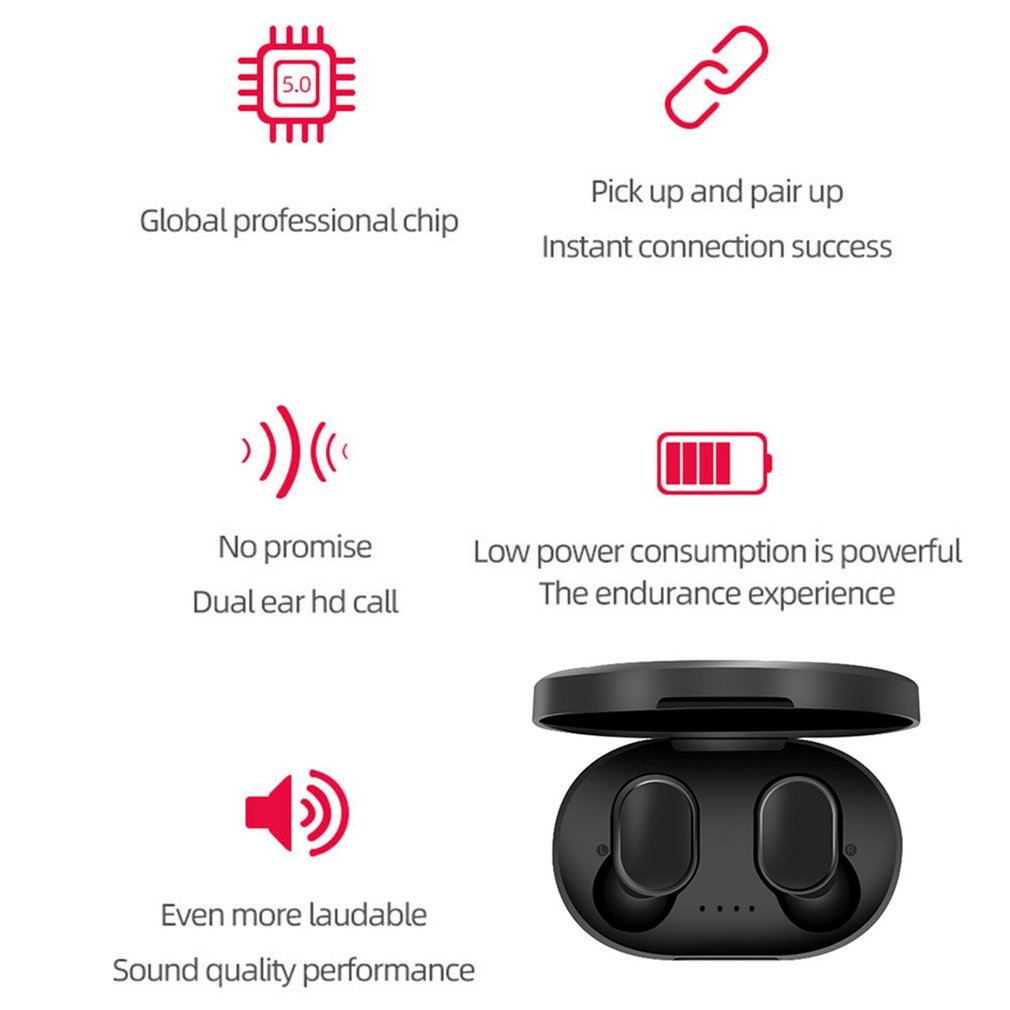 Original A6S Headset Earphone Built-In Mic Handsfree TWS Earbuds Airdots Wireless Headphone for Xiaomi Xiao Mi Red MI Redmi Vivo