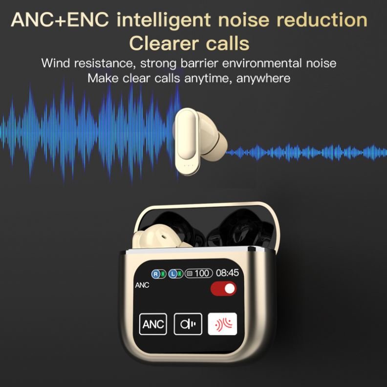 SE60 TWS Earphones ANC ENC LCD Touch Screen True Wireless Earphones with Noise Cancelling Sport Earbuds SE 60 RTS