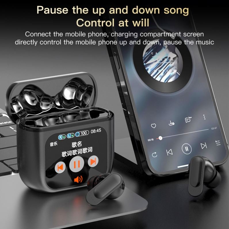 SE60 TWS Earphones ANC ENC LCD Touch Screen True Wireless Earphones with Noise Cancelling Sport Earbuds SE 60 RTS