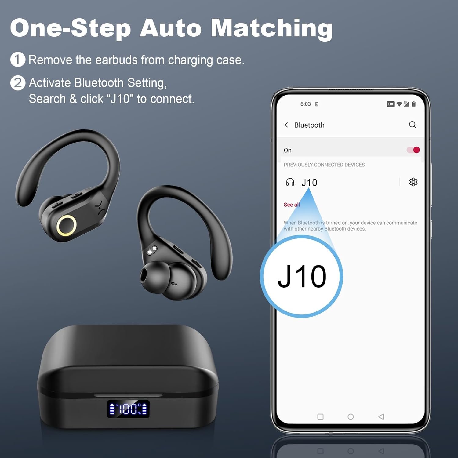 Noise reduction in ear Bluetooth earphones TWS sports endurance earphones wireless large capacity