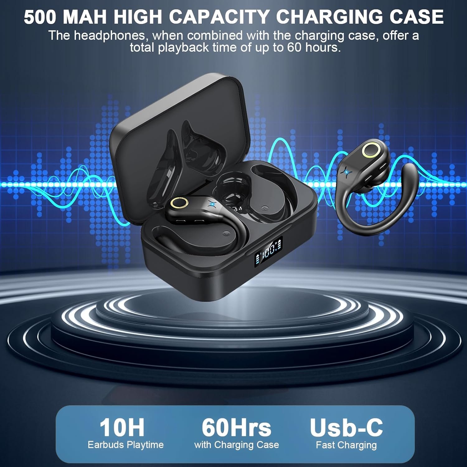 Noise reduction in ear Bluetooth earphones TWS sports endurance earphones wireless large capacity