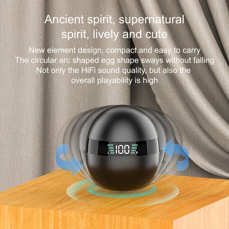 Fashion Design TWS Earphones DX27 Power Display True Wireless Earbuds Round Tumbler Long Battery Life DX27 Headphones For Gaming