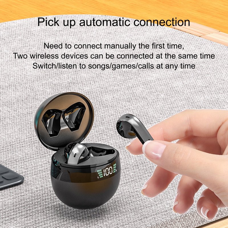 Fashion Design TWS Earphones DX27 Power Display True Wireless Earbuds Round Tumbler Long Battery Life DX27 Headphones For Gaming