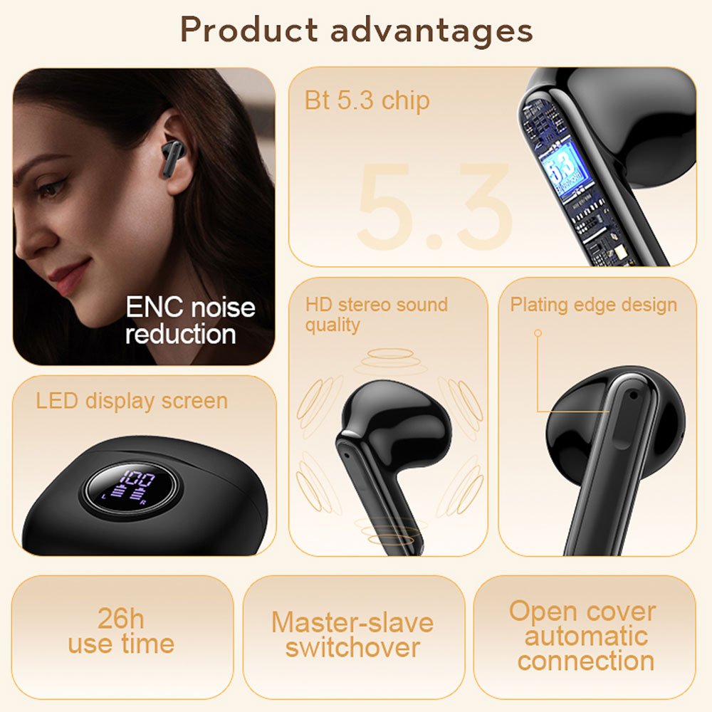 TWS Stereo Earphones Wireless Gaming In-ear Earphones ENC Noise Cancelling Earbuds Control TWS Wireless Earphone