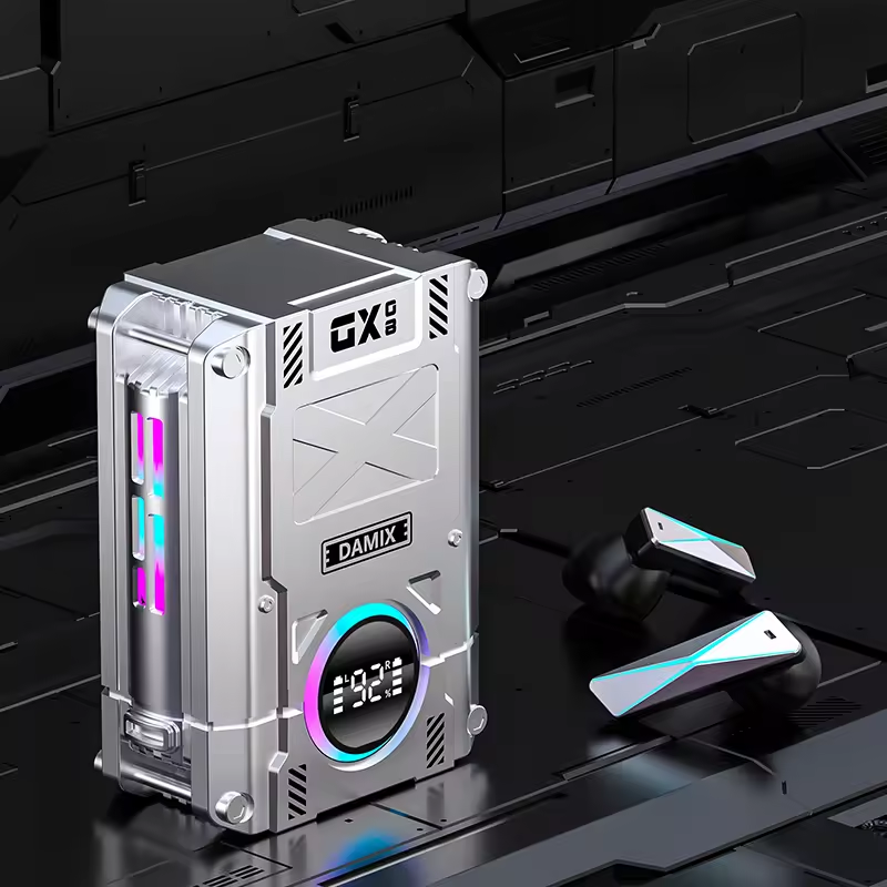 2024 New Product DX08 Multi Color Light Wireless In-Ear Gaming Earphones with LED Digital Display Power Bank