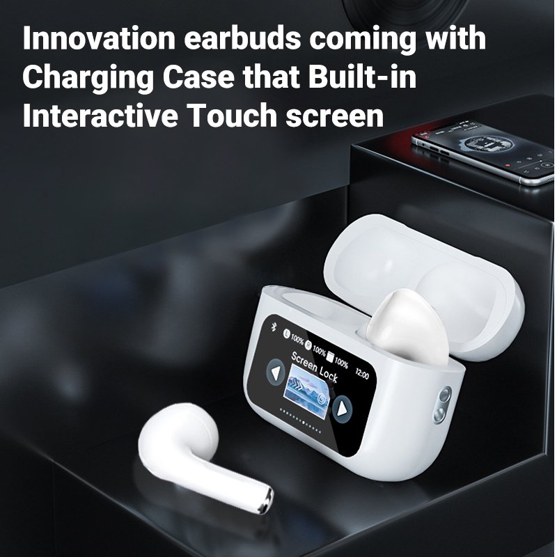 Factory price True Wireless Earphones Noise Cancelling Sports Smart LCD Screen Touch Control Wireless Earbuds Gaming Earphone
