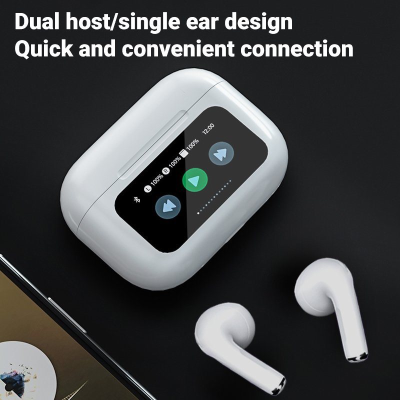 Factory price True Wireless Earphones Noise Cancelling Sports Smart LCD Screen Touch Control Wireless Earbuds Gaming Earphone
