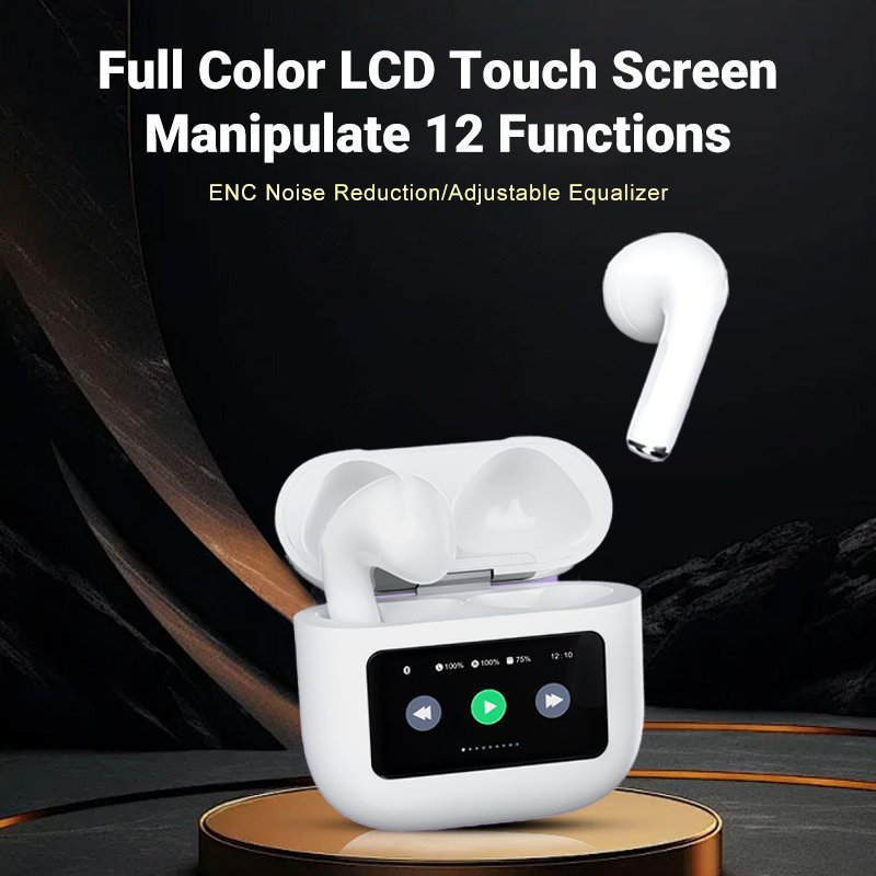 Factory price True Wireless Earphones Noise Cancelling Sports Smart LCD Screen Touch Control Wireless Earbuds Gaming Earphone