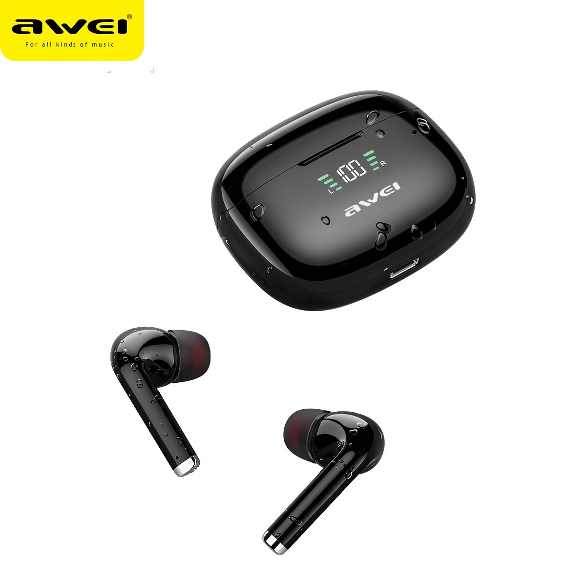 Awei ANC Headphone Audifonos Earbuds Earphone With LED Display Customized TWS Earbuds