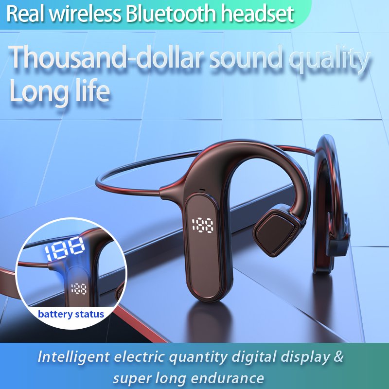2025 high quality VG09 bone conduction headphones digital display earphones portable ear wireless bone conduction headphone