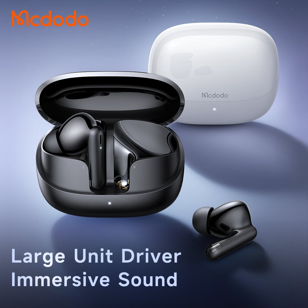 Mcdodo 004 Good Sound TWS Earbud & Headphones with LED Microphone Handsfree HD Call BT5.3 Stable Wireless Earphone with Case