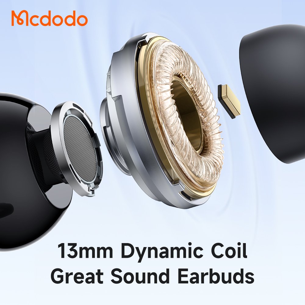 Mcdodo 004 Good Sound TWS Earbud & Headphones with LED Microphone Handsfree HD Call BT5.3 Stable Wireless Earphone with Case