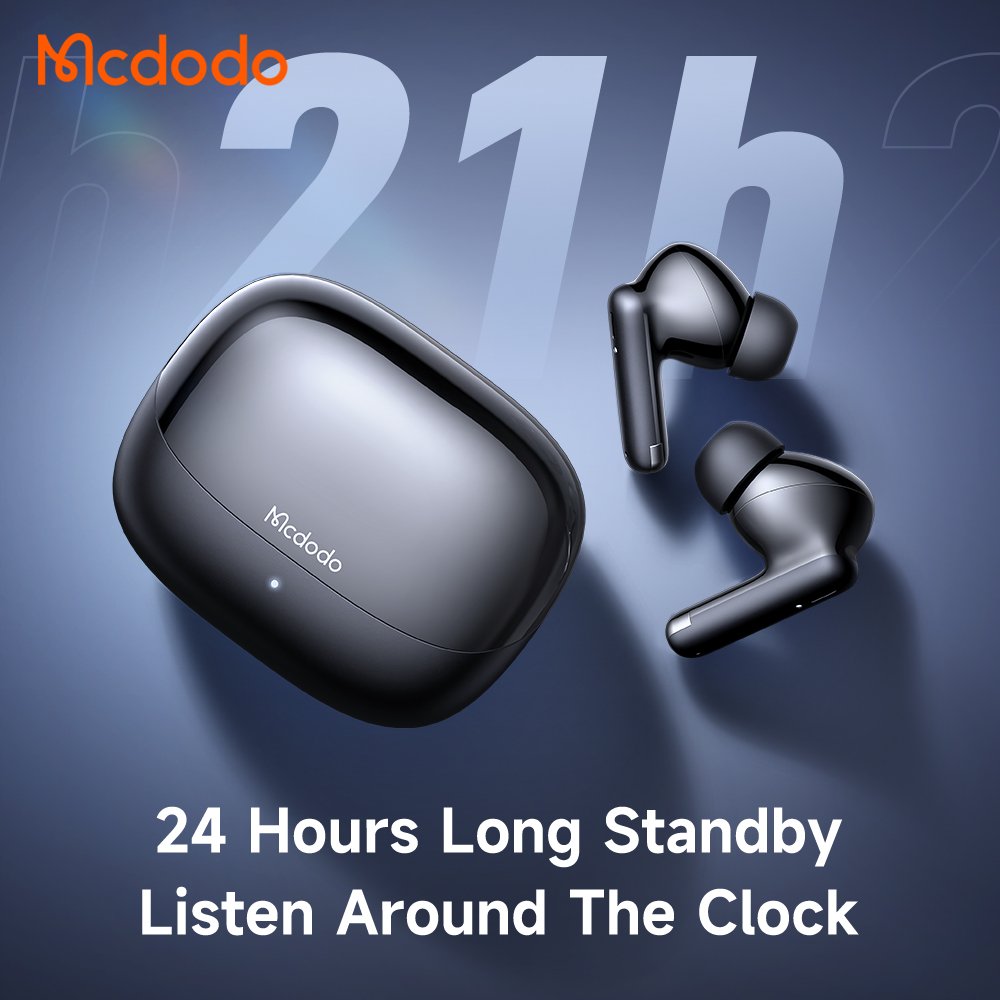 Mcdodo 004 Good Sound TWS Earbud & Headphones with LED Microphone Handsfree HD Call BT5.3 Stable Wireless Earphone with Case