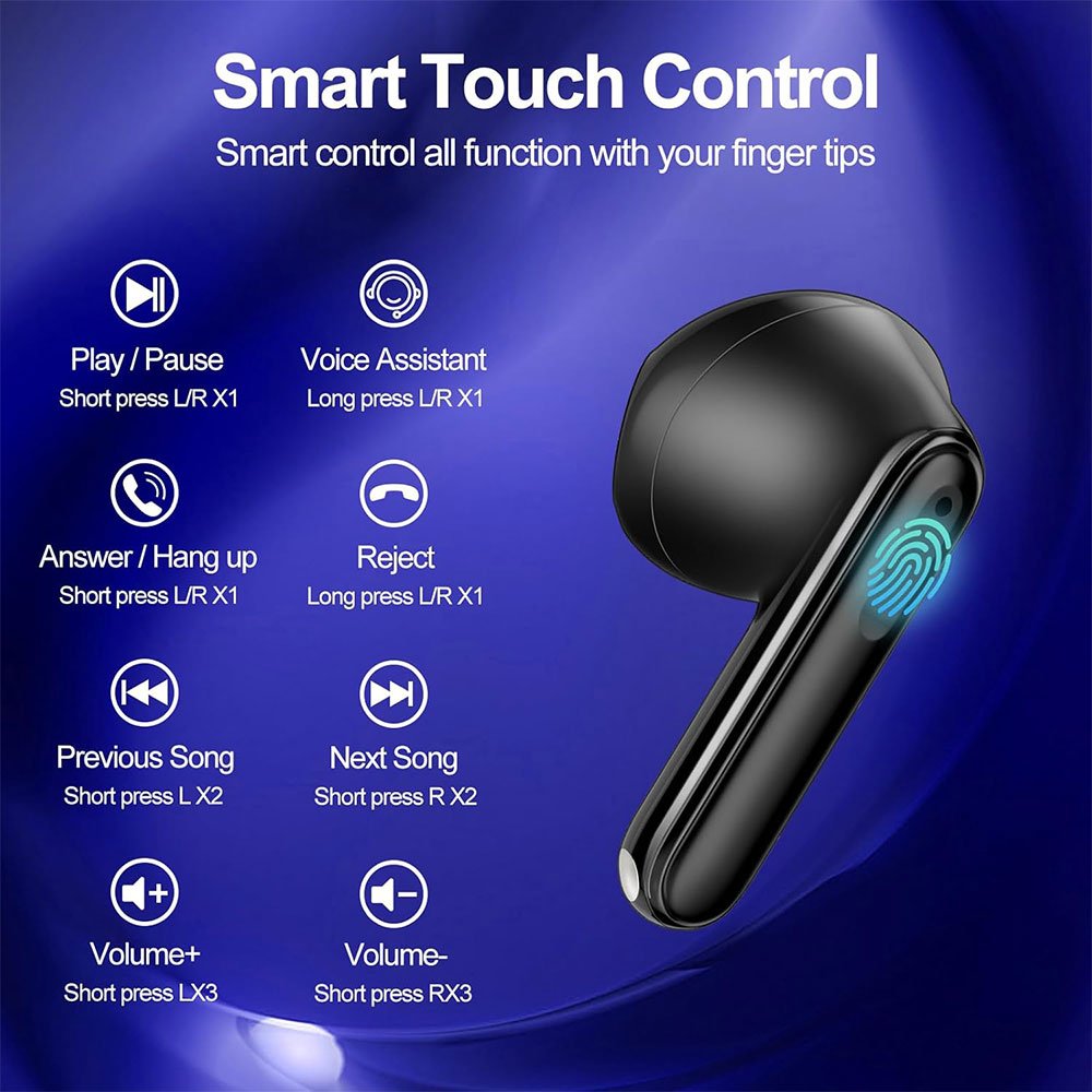 Wireless Sport Headphones Bluetooth 5.3 ENC Noise Cancelling Earbuds TWS HiFi Stereo Earphones with LED Power Display