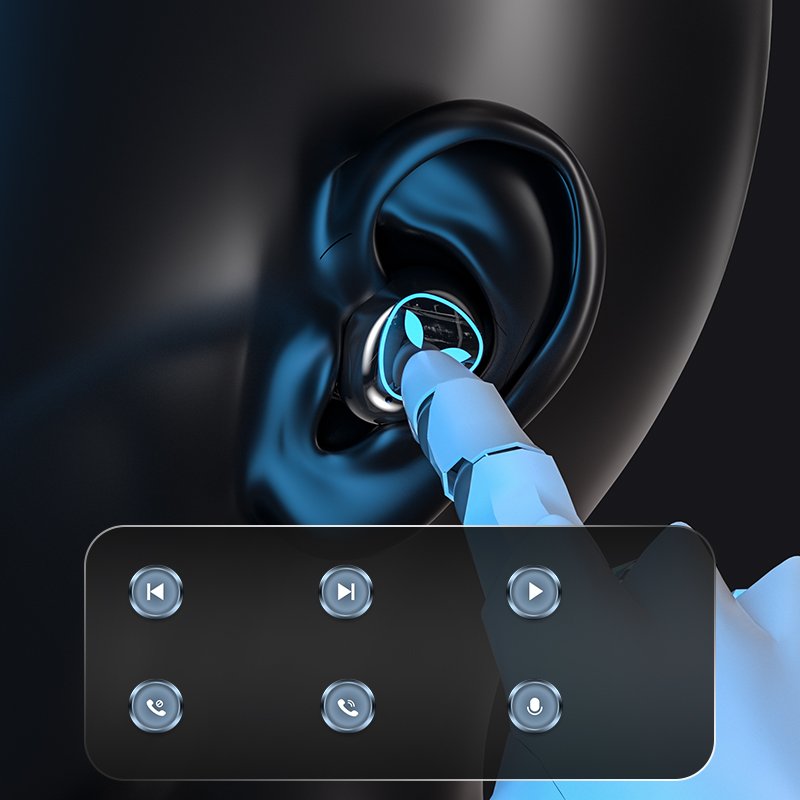 2024 Hot Sales M20 TWS BT5.1 Earphone LED Skull Flashlight Headphone Mirror Surface Earbud With Big Charger Box