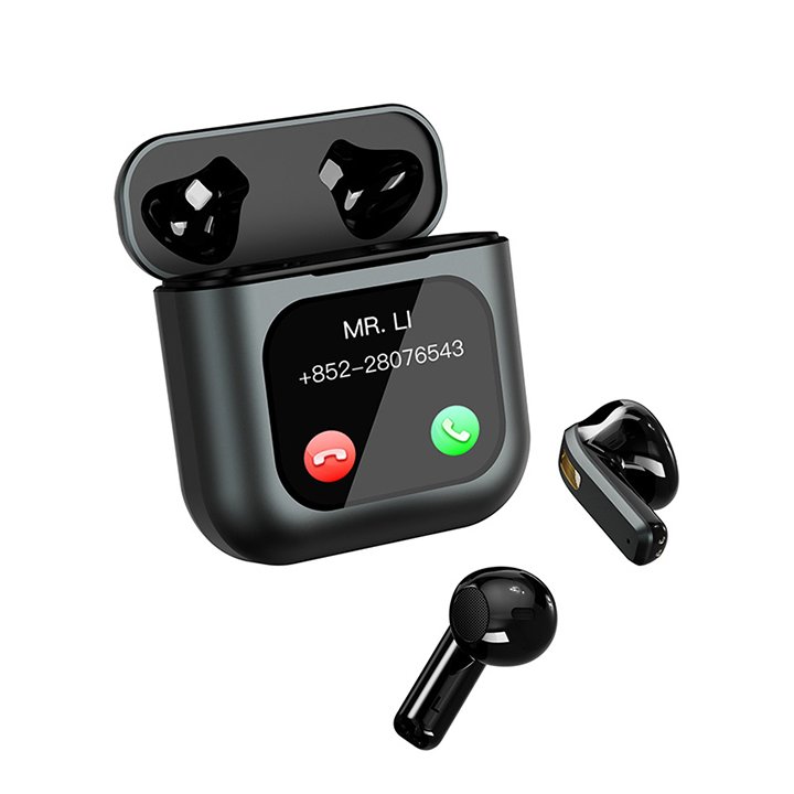 New Arrived K1 Earbuds TWS In-Ear Earbuds LCD Touch Screen Wireless Earphones ENC Noise Cancelling Headset With 8G Memory Card