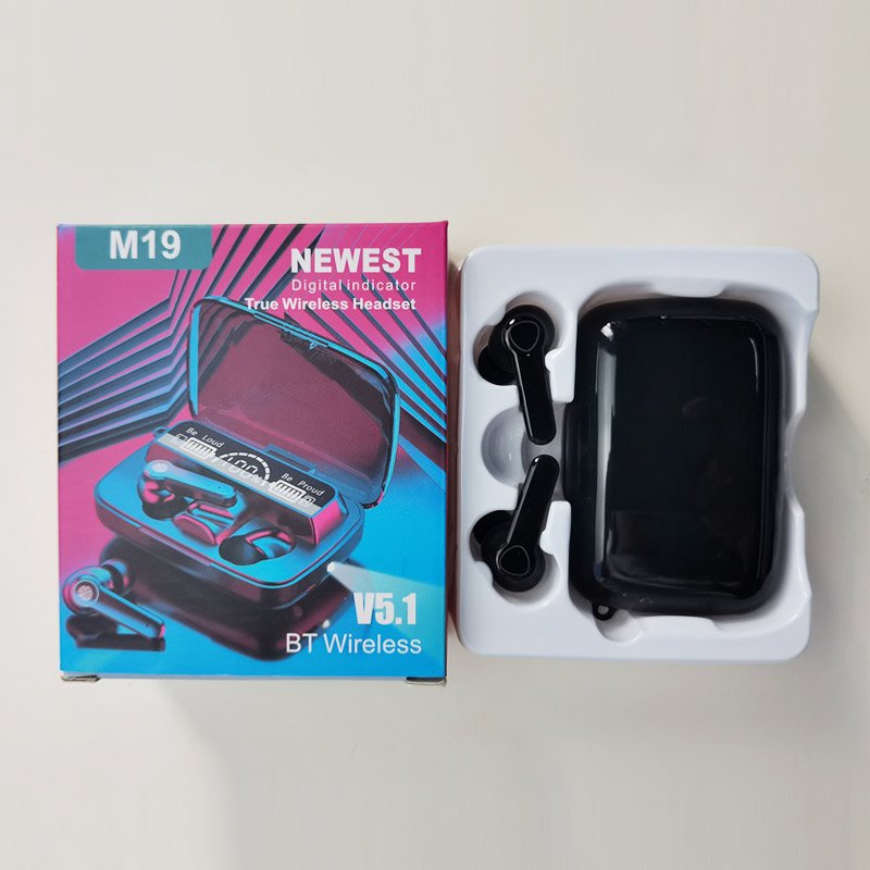 M19 TWS headset audifonos gamer Headphones Wireless Earbuds LED Screen Display Gaming In-Ear earphones with power bank