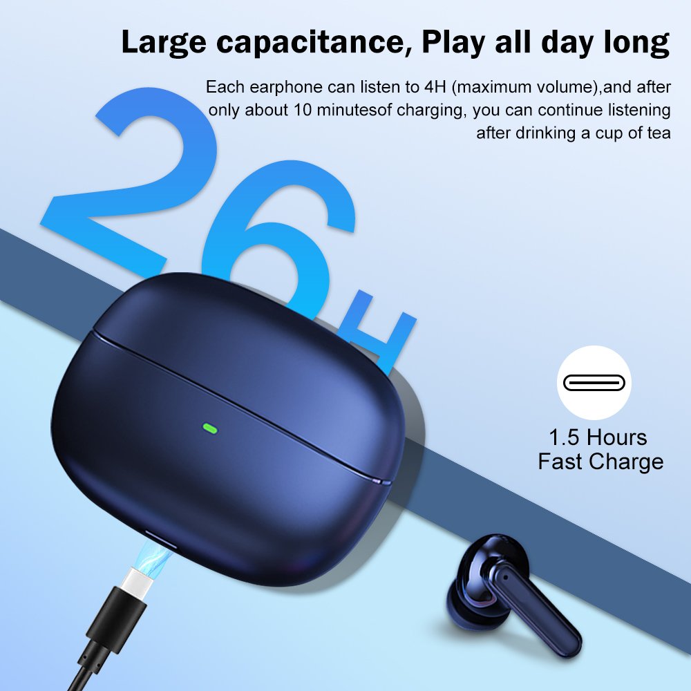 Bluetooth Earbuds TWS Wireless Earphones HiFi Stereo Wireless In Ear Headphones Waterproof Noise Cancelling Sports Earbuds