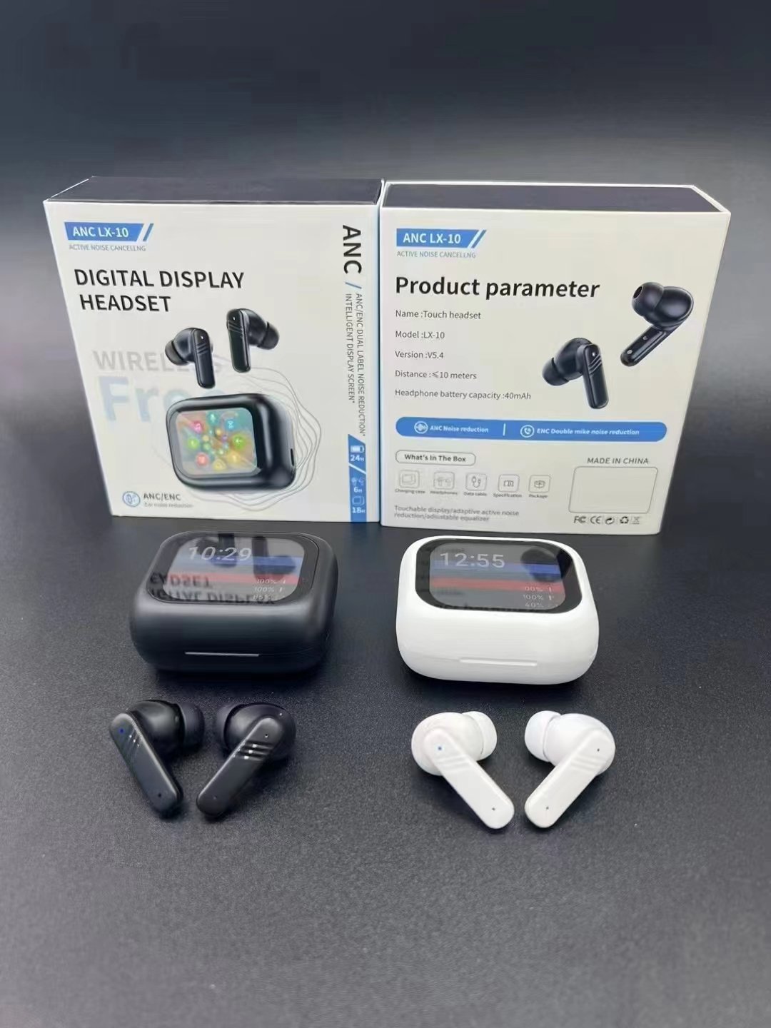 Lichip High Quality LX10 Earphone ENC ANC Noise Cancelling Gaming earbuds LX10 TWS Earphone In Ear Mini Wireless Colors Screen