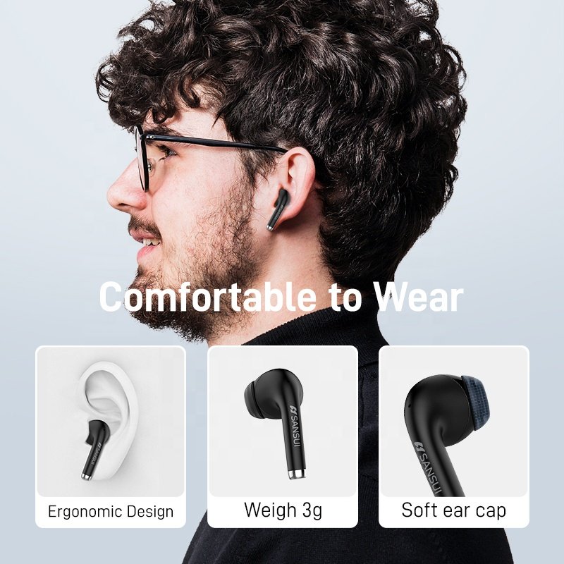 SANSUI earbud in-ear headphones W6 gaming in-ear headphones 2.4G noise cancelling tws earphones & headphones wireless bluetooth