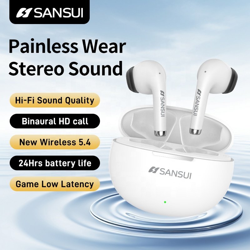 SANSUI earbud in-ear headphones W6 gaming in-ear headphones 2.4G noise cancelling tws earphones & headphones wireless bluetooth