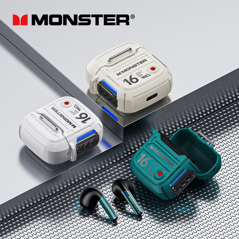 High Quality Monster Airmars XKT16 V5.3 Blue tooth Headphones Low Latency TWS Gaming Earbuds Mechanical Design Mini Earphone