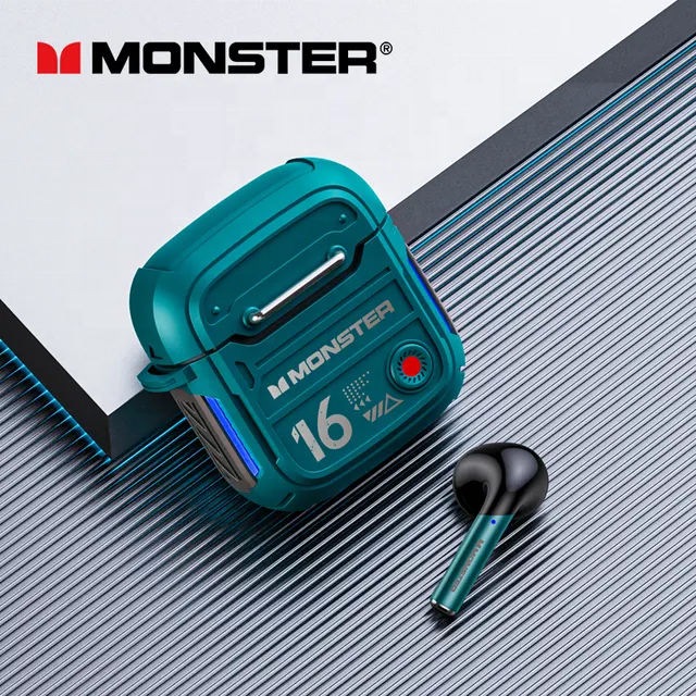 High Quality Monster Airmars XKT16 V5.3 Blue tooth Headphones Low Latency TWS Gaming Earbuds Mechanical Design Mini Earphone