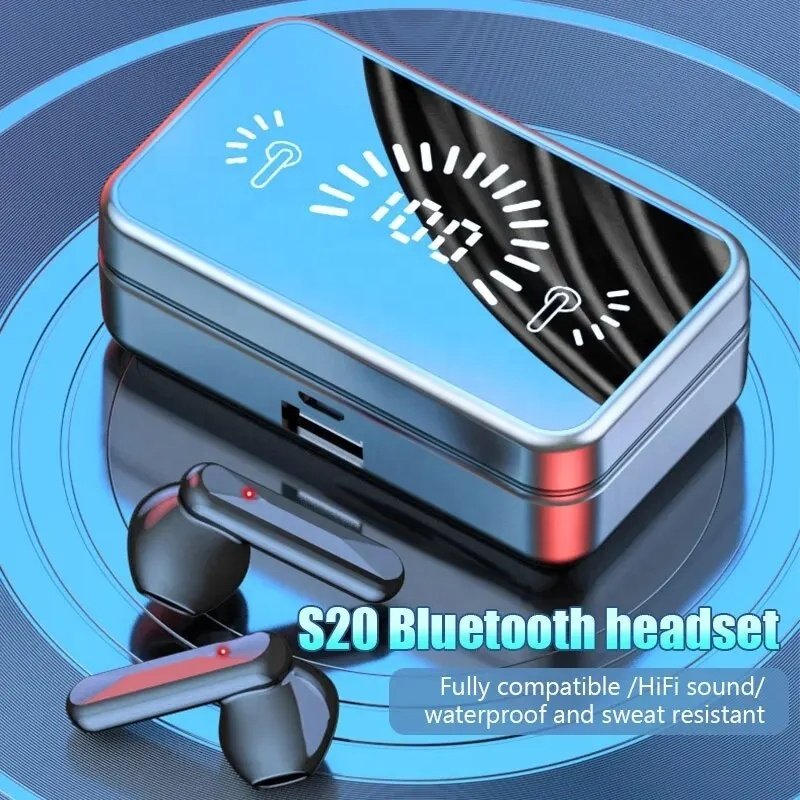 Dodoup S20 Earphone Mirror Bt5.3 Waterproof TWS Wireless Earbud In-Ear Headphones For Mobile Phone