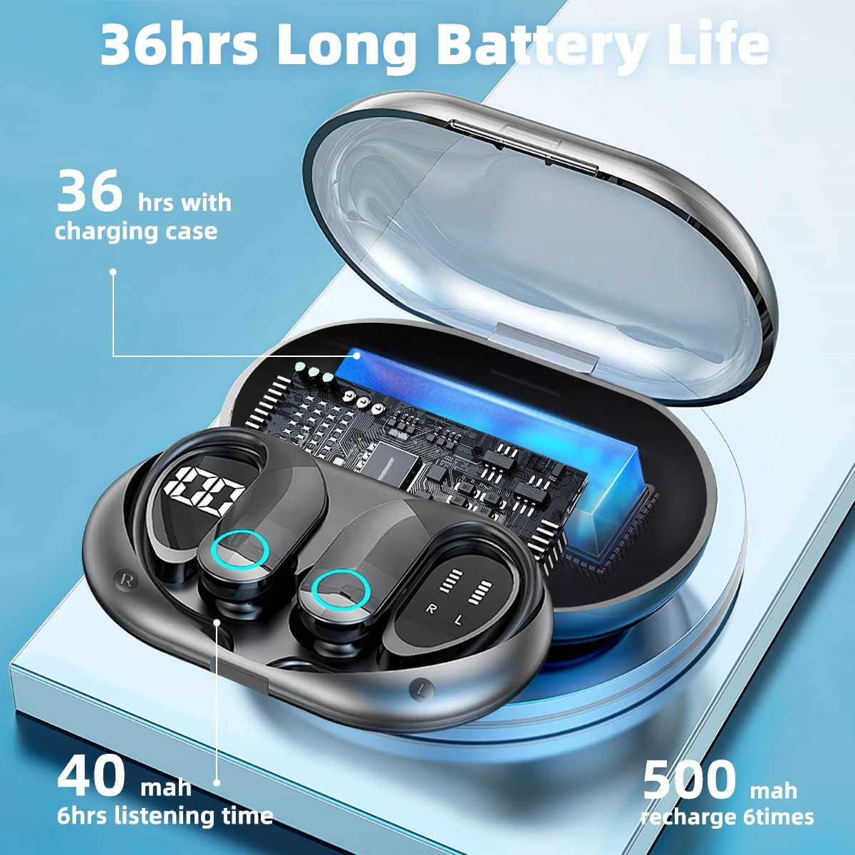 G37 TWS Hanging Ear Sports Earphone 10mm Coil Unit True Wireless Stereo Earbud with ENC Noise Reduction and IPX5 Waterproof
