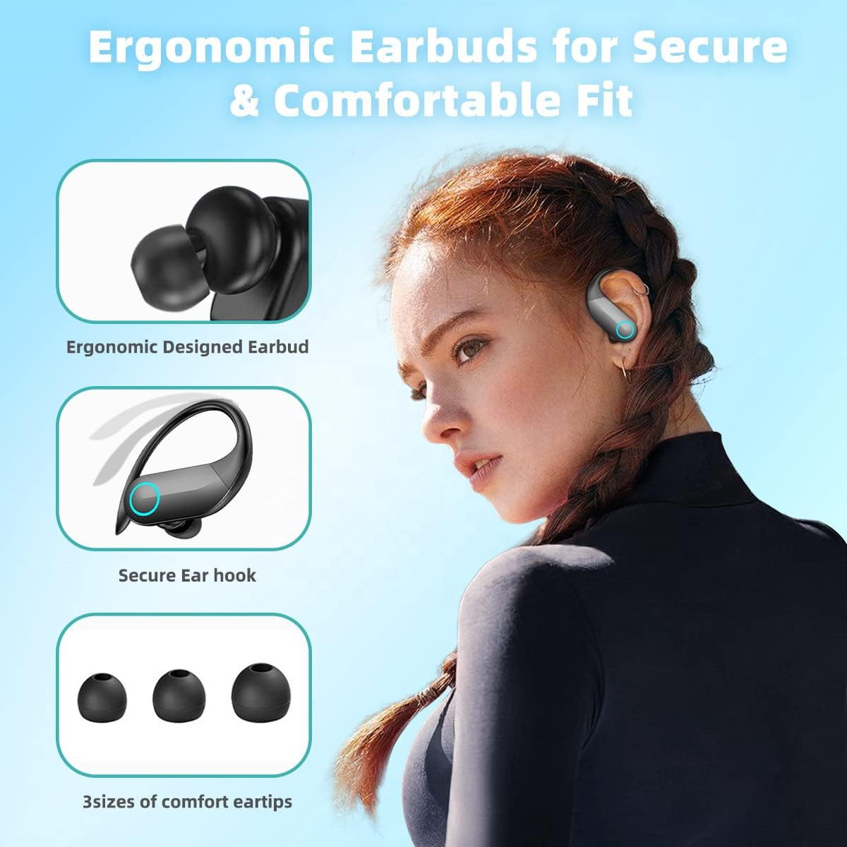 G37 TWS Hanging Ear Sports Earphone 10mm Coil Unit True Wireless Stereo Earbud with ENC Noise Reduction and IPX5 Waterproof