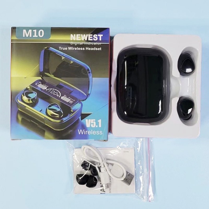 On Sale 2-In-1 M10 TWS Auriculares Wireless Earphone Headphones Gaming Headset Earbuds M10 Audifonos With Led Power Bank