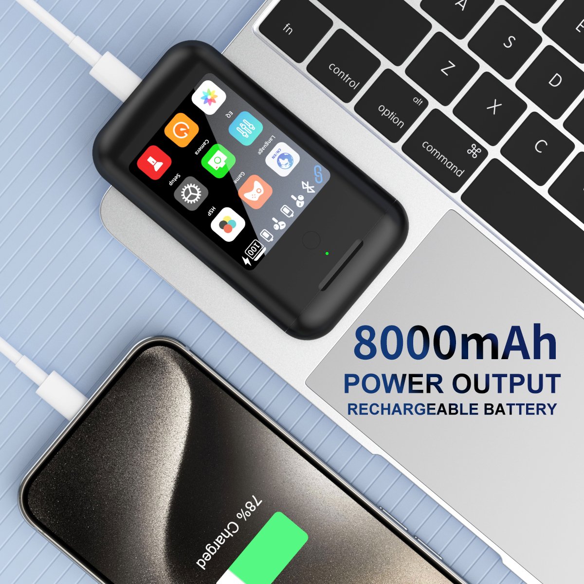 2.8'' Big Touch Screen ANC ENC Earbuds Noise cancelling BT Headphones TWS Gaming Wireless Earphones with 8000mAh Charging Box