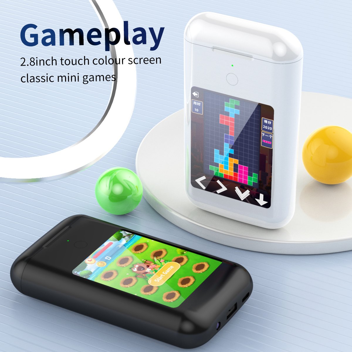 2.8'' Big Touch Screen ANC ENC Earbuds Noise cancelling BT Headphones TWS Gaming Wireless Earphones with 8000mAh Charging Box