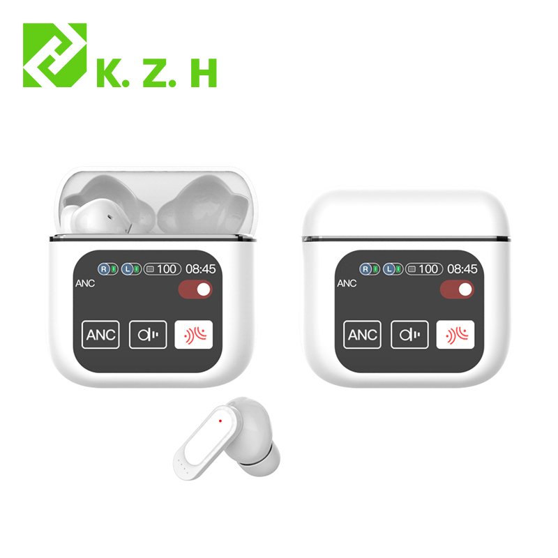 A BT5.4 SE60 ANC Wireless Earbuds with LCD Touch Screen Digital Display V5.3 Bt Gaming Headset Microphone in-ear headphones